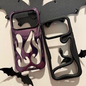 Apple Purple Flame and Black Snake Phone Cases